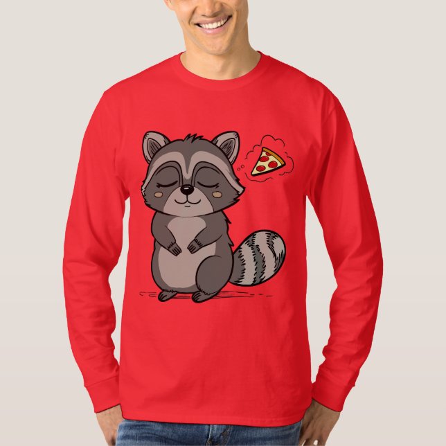 Raccoon Dream - Pizza! T Shirt (Framsida)