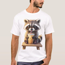 Raccoon Drinking Iced Coffee T Shirt