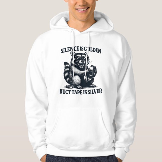 Raccoon Duct Tape Silver Citote Hoodie (Framsida)