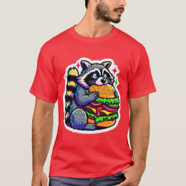 RACCOON EATING CHEESEBURGER 5 T SHIRT