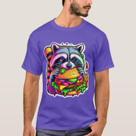RACCOON EATING CHEESEBURGER 8 T SHIRT