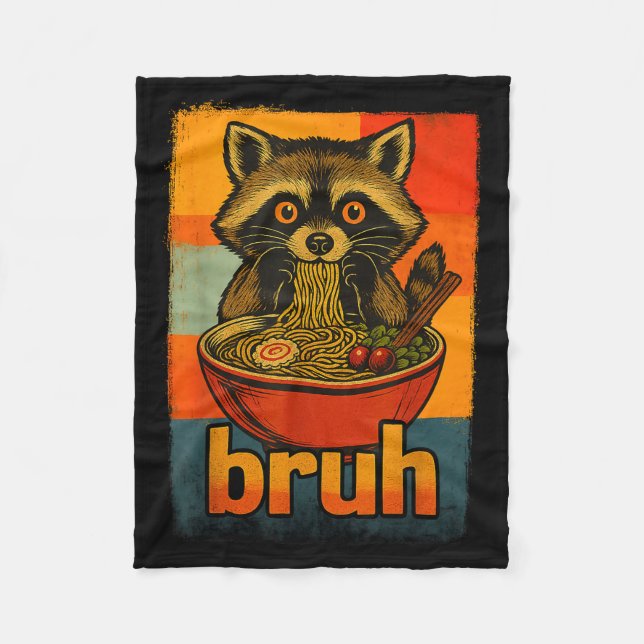 Raccoon Eating Japanese Ramen Noodles Men Women Ki Fleecefilt (Framsidan)