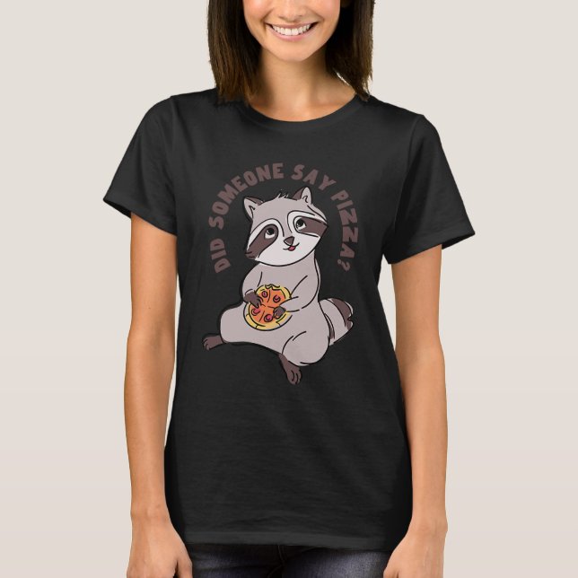 Raccoon Eating Pizza Cute Rodent Fast Food T Shirt (Framsida)