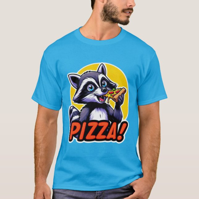 RACCOON EATING PIZZA T SHIRT (Framsida)