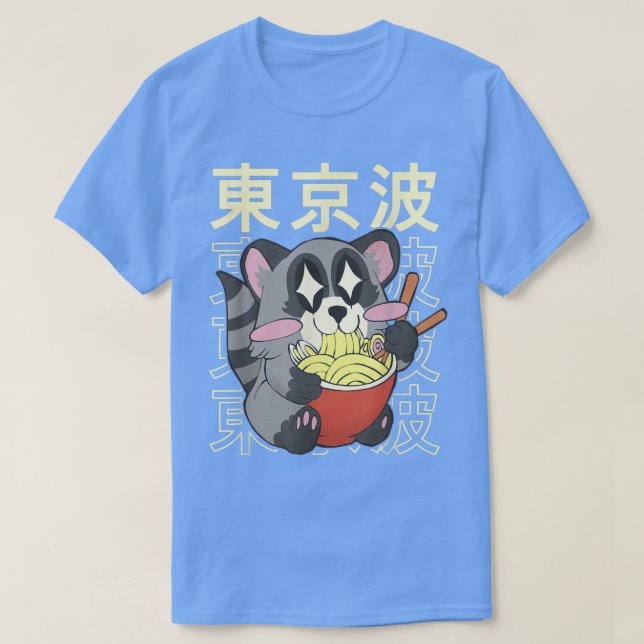 Raccoon Eating Ramen Noodles Japanska Kawaii Aesth T Shirt (Design framsida)