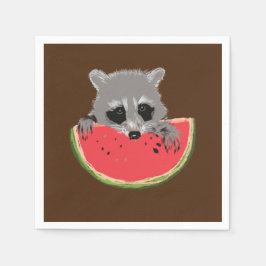 Raccoon Eating Watermelon Pappersservett