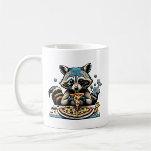 Raccoon eats Pizza Kaffemugg