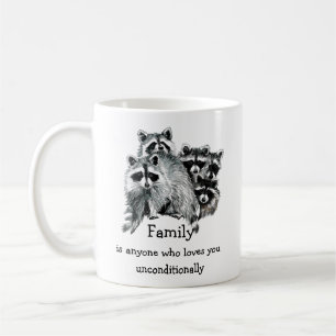 Raccoon Family Friends Kärlek Quote jul Kaffemugg