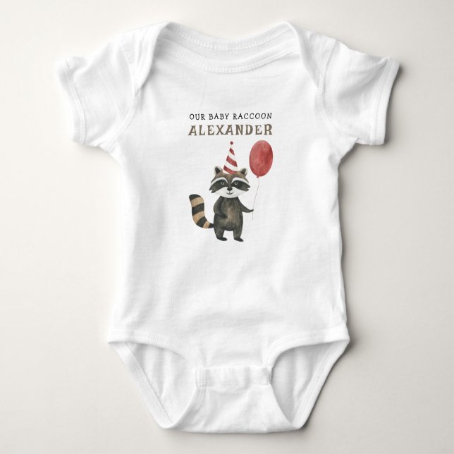 Raccoon First Birthday  T Shirt (Framsida)