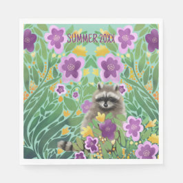 Raccoon Floral Summer Pappersservett