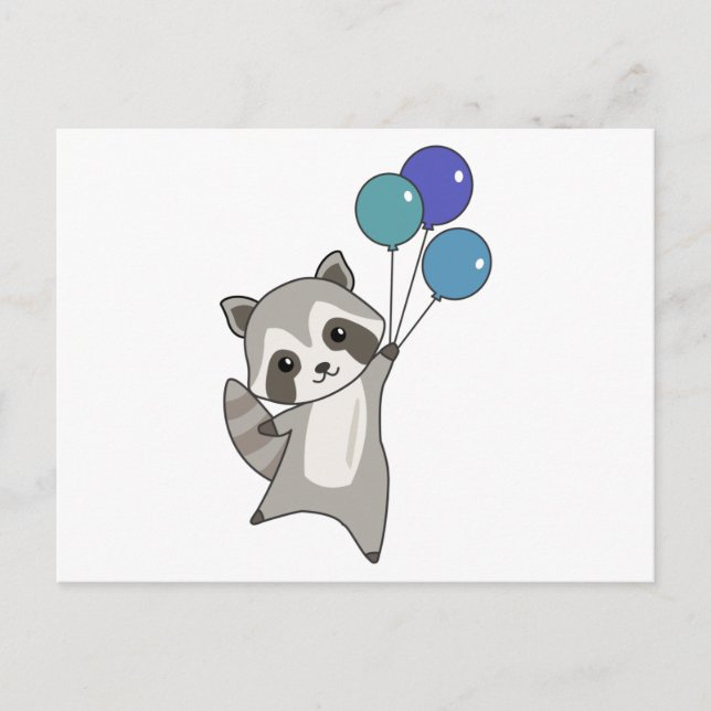 Raccoon flyger ballonger ovanför För barn för fris Vykort (Framsida)