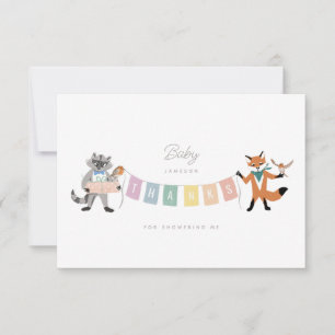 Raccoon Fox Forest Friends Pastel Baby Shower Tack Kort