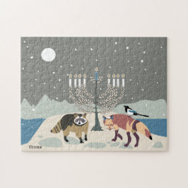 Raccoon.Fox.Magpie 2Hanukkah 11x14 Puzzle Pussel