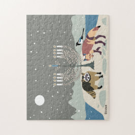 Raccoon.Fox.Magpie 2Hanukkah 11x14 Puzzle Pussel