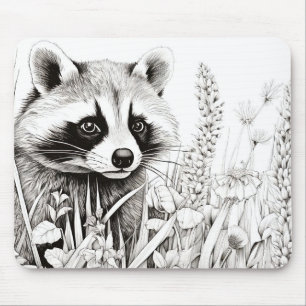 Raccoon fredliga naturen Prairie Sketch Teckning A Musmatta