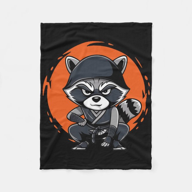 Raccoon Funny Karate Design Costume Animals Fleecefilt (Framsidan)
