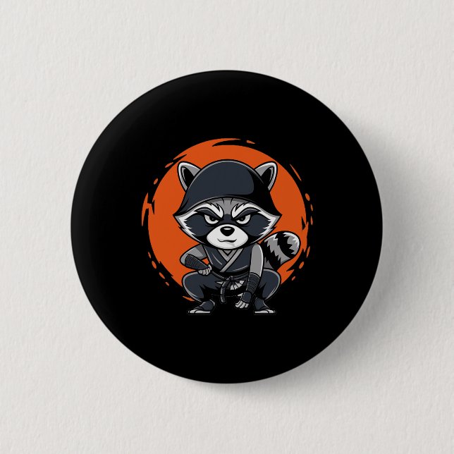 Raccoon Funny Karate Design Costume Animals Knapp (Framsida)