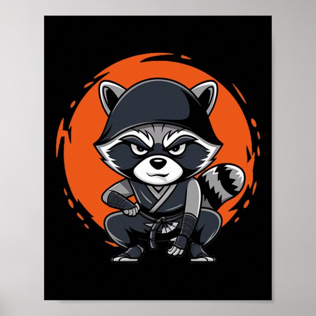 Raccoon Funny Karate Design Costume Animals Poster (Framsidan)