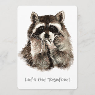 Raccoon ge Kisses Farewell Anpassningsbar Party In Inbjudningar