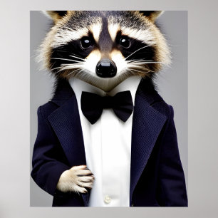 Raccoon gentleman i en kostym-väggkonst poster