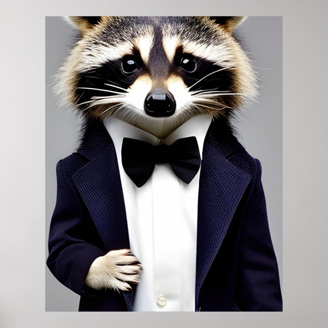 Raccoon gentleman i en kostym-väggkonst poster (Framsidan)