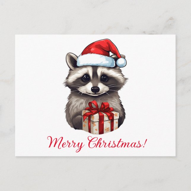 Raccoon God jul! Helg Vykort (Framsida)