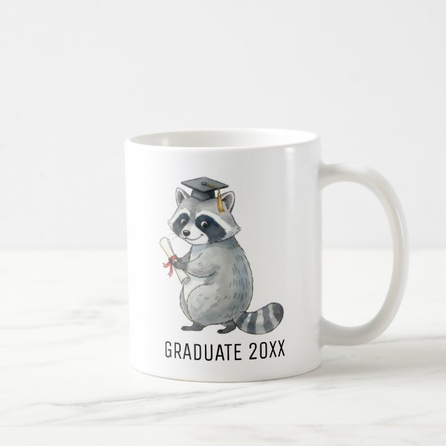 Raccoon Graduation Personalized Kaffemugg (Höger)