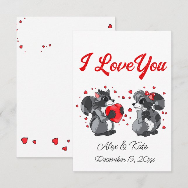 Raccoon Greeting Card Tack Kort (Fram/baksida)