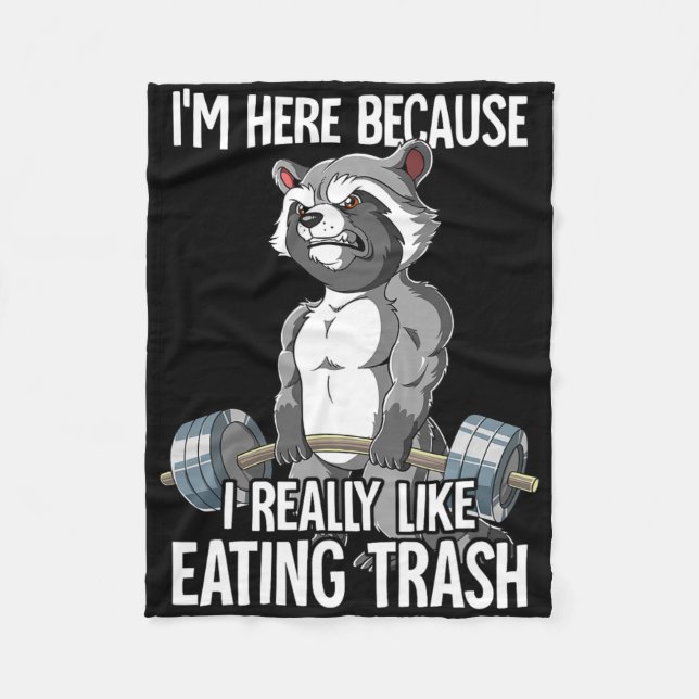 Raccoon Gym Weight Training BodyBuilder Fleecefilt (Framsidan)