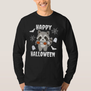 Raccoon Happy halloween Pumpkin Fladdermus Costume T Shirt