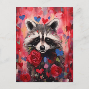 Raccoon Hearts Kärlek Vykort