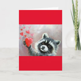 Raccoon Hearts Valentine Blank Greeting Card Tack Kort