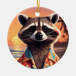 Raccoon Helgdag Julgransprydnad Keramik