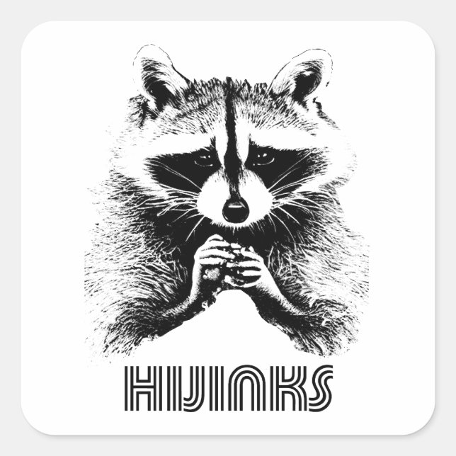 Raccoon Hijinks Fyrkantigt Klistermärke (Framsida)