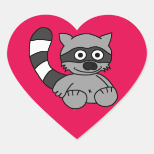 Raccoon Hjärtformat Klistermärke