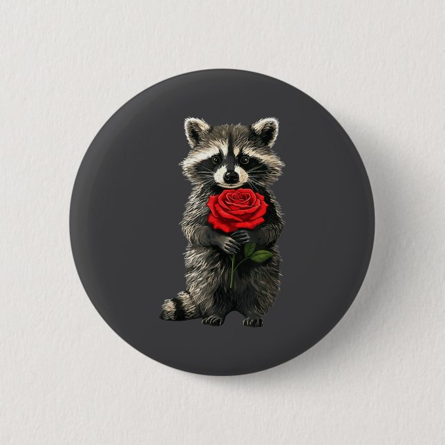Raccoon Holding Red Rose Cute Raccoon Valentine An Knapp (Framsida)