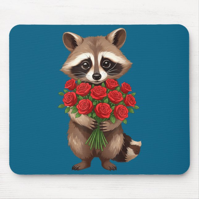 Raccoon Holding Red Rose Cute Raccoon Valentine An Musmatta (Framsidan)