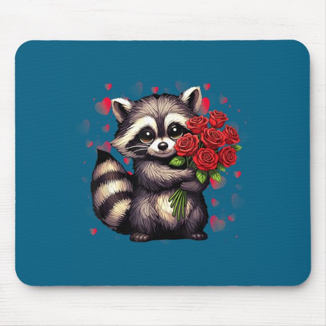 Raccoon Holding Red Rose Cute Raccoon Valentine An Musmatta (Framsidan)