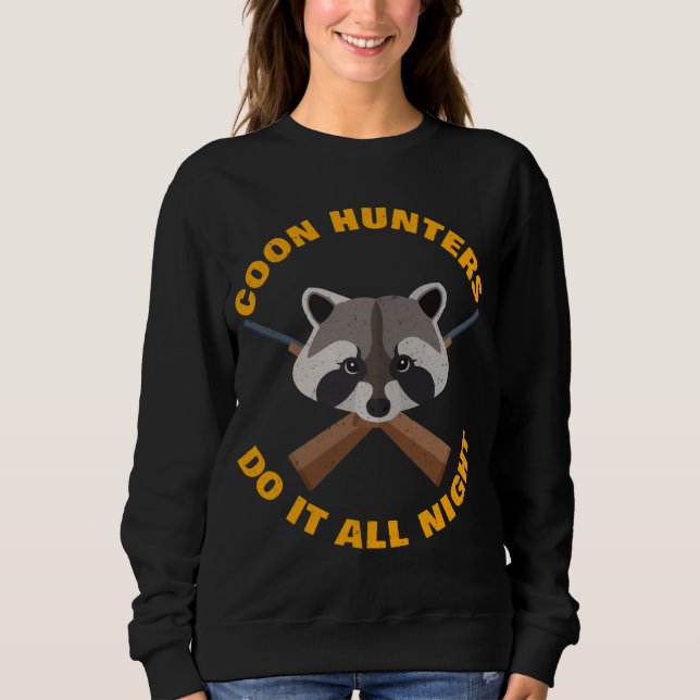 Raccoon Hunting hela natten Lårstitt... T Shirt (Framsida)