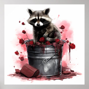 Raccoon i sopor tunna Valentines day Poster