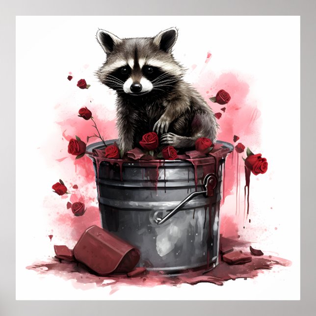 Raccoon i sopor tunna Valentines day Poster (Framsidan)