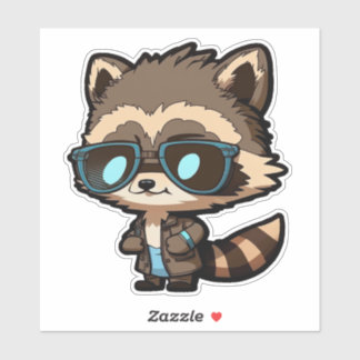 Raccoon i Sunglasses Vinyl Sticker, Whimsical Klistermärken