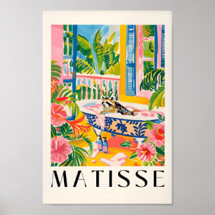Raccoon in Bathtub Art Print, Rosa Maximalist Art. Poster