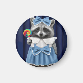 Raccoon in Blue Dress Magnet
