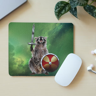 Raccoon in Space Viking Shield Sword Cute Funny Musmatta