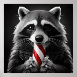 Raccoon jul Candy cane Critters Poster
