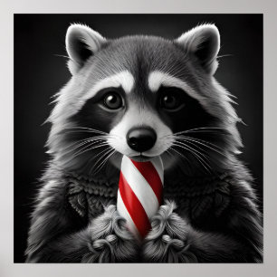 Raccoon jul Candy cane Critters Poster