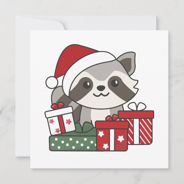 Raccoon jul Gift Winter Raccoons Julkort (Framsida)