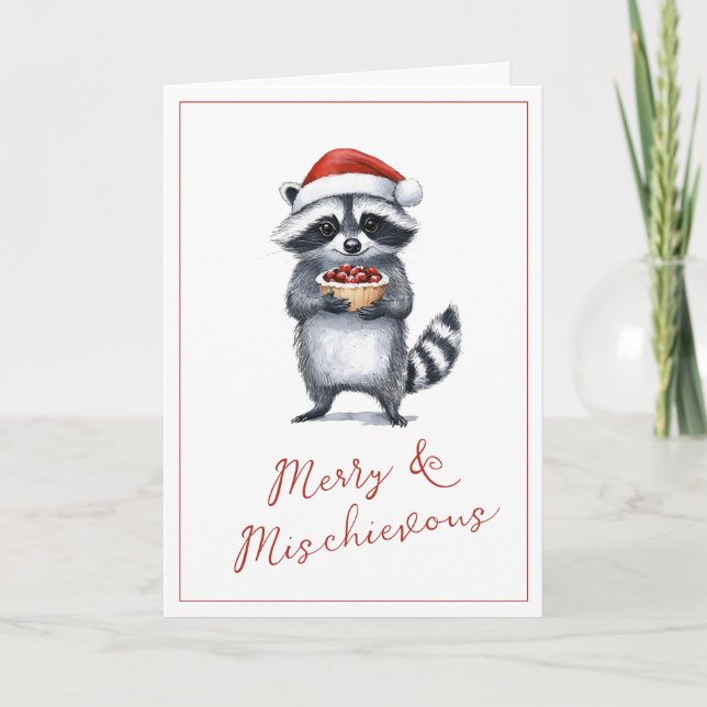 Raccoon jul Greetings Cute Helgkort (Framsida)