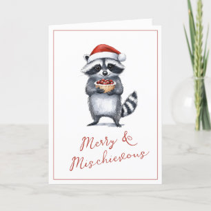 Raccoon jul Greetings Cute Helgkort